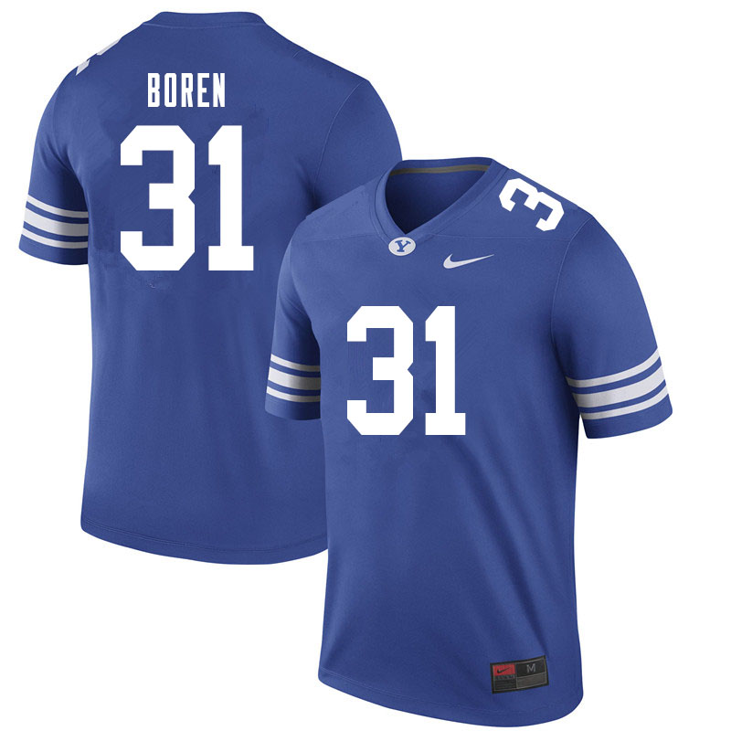 Men #31 Jacob Boren BYU Cougars College Football Jerseys Sale-Royal